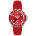 Pedre Unisex Sport watch with red dial and red silicon strap